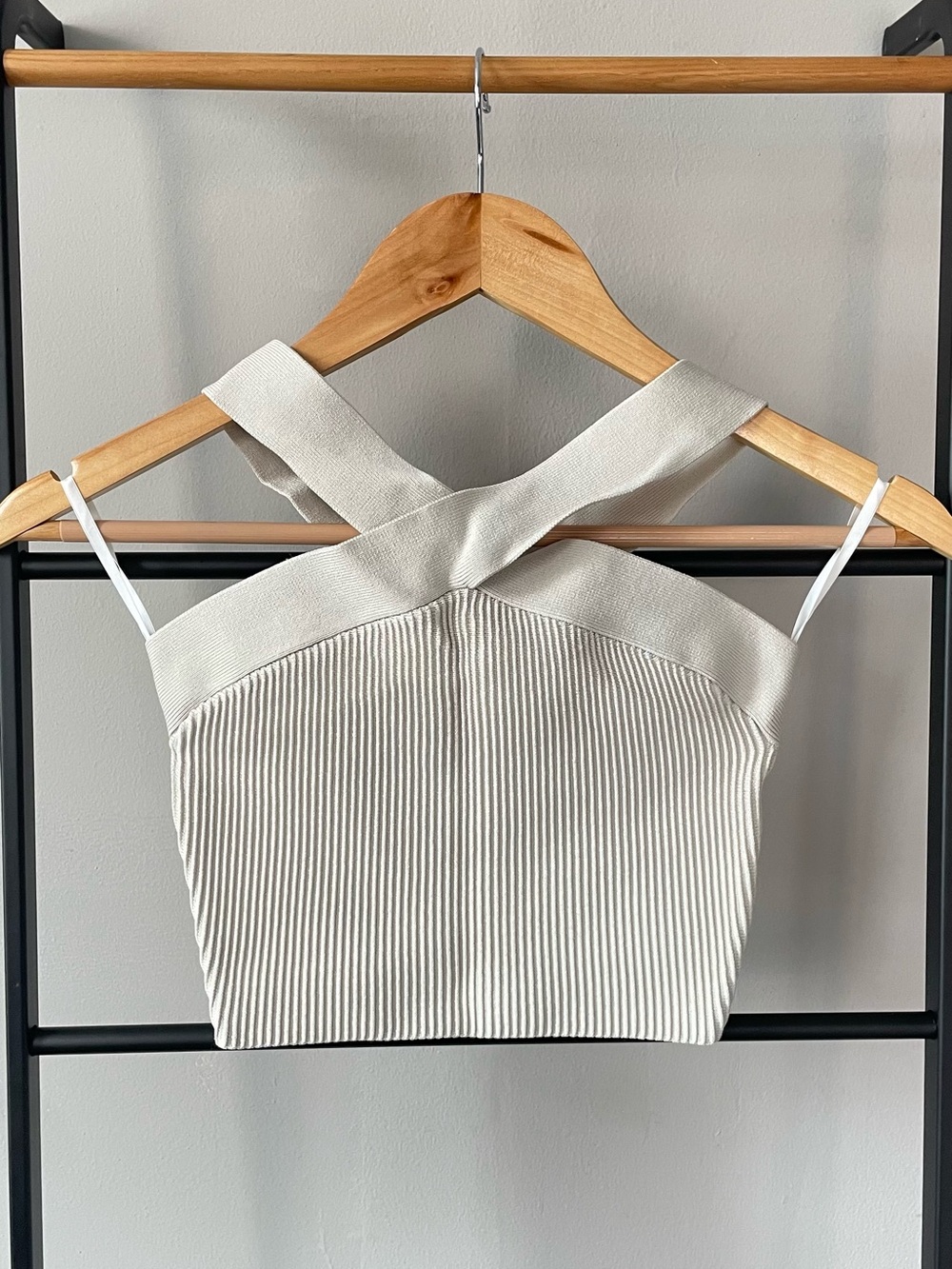 Babaton Cream Ribbed Tank Top